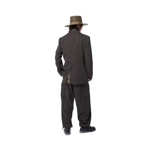 Striped Silk Angora Wool 2 Tuck Cargo Pants