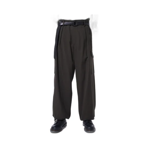 Striped Silk Angora Wool 2 Tuck Cargo Pants