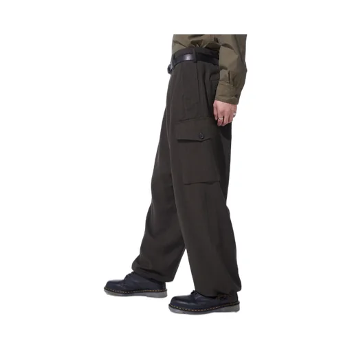 Striped Silk Angora Wool 2 Tuck Cargo Pants