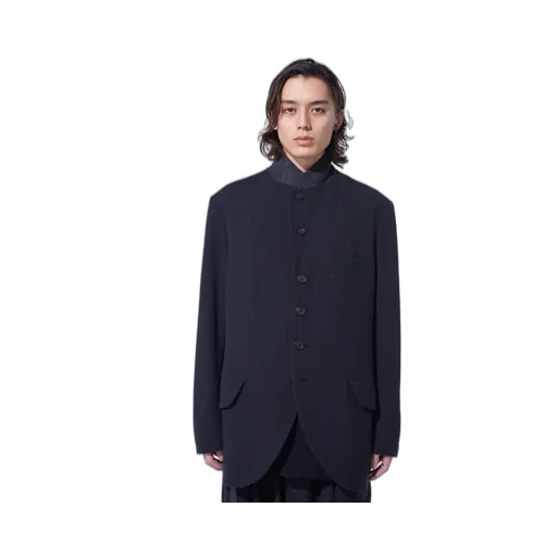 Striped Silk Angora Wool 6 Buttons Tailored Jacket