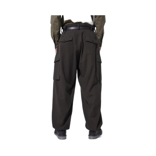 Striped Silk Angora Wool 2 Tuck Cargo Pants