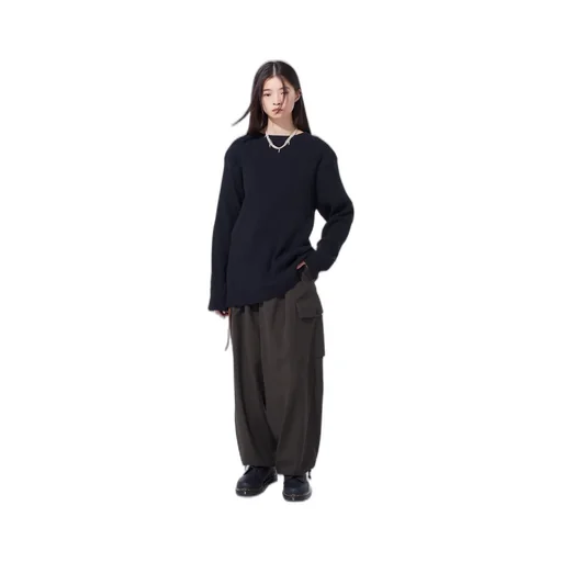 Striped Silk Angora Wool 2 Tuck Cargo Pants