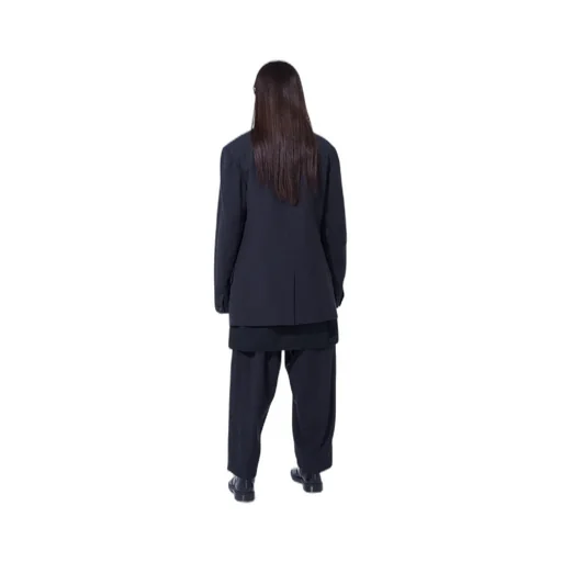 Striped Silk Angora Wool 6 Buttons Tailored Jacket