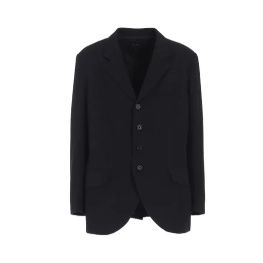Striped Silk Angora Wool 6 Buttons Tailored Jacket