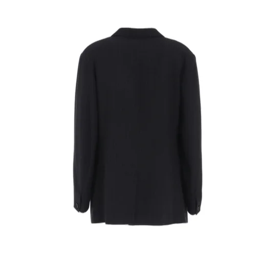 Striped Silk Angora Wool 6 Buttons Tailored Jacket
