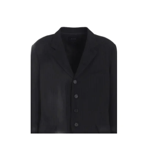 Striped Silk Angora Wool 6 Buttons Tailored Jacket