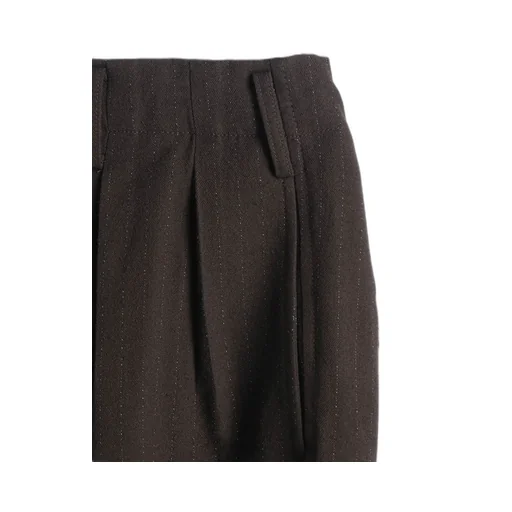 Striped Silk Angora Wool 2 Tuck Cargo Pants