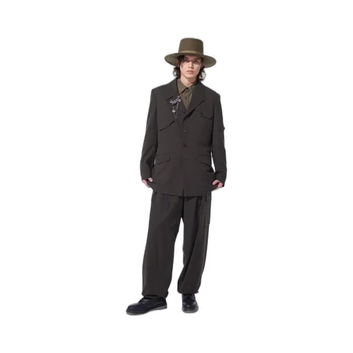 Striped Silk Angora Wool Asymmetric Pocket Jacket