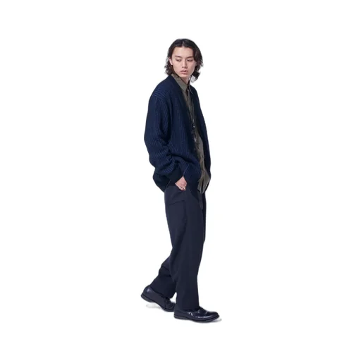 5G Bulky Wool Rib Stitch V-Neck Cardigan