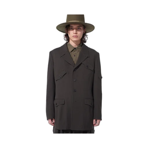 Striped Silk Angora Wool Asymmetric Pocket Jacket