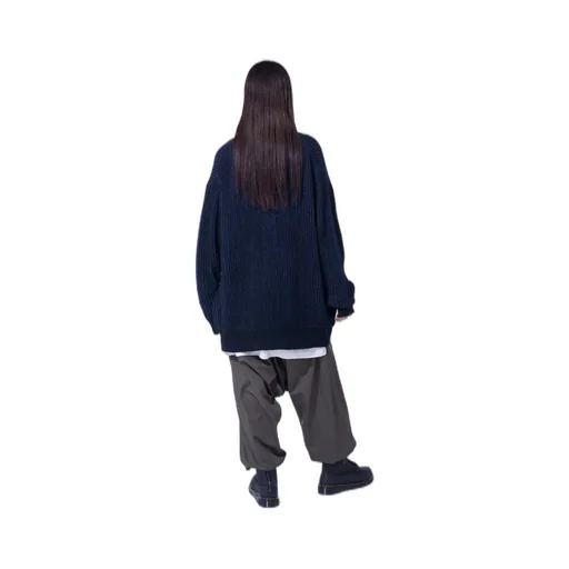 5G Bulky Wool Rib Stitch V-Neck Cardigan