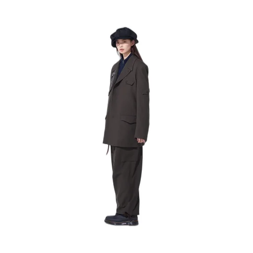 Striped Silk Angora Wool Asymmetric Pocket Jacket
