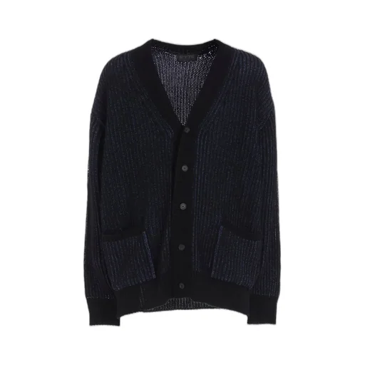 5G Bulky Wool Rib Stitch V-Neck Cardigan