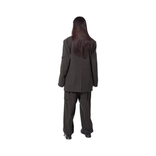 Striped Silk Angora Wool Asymmetric Pocket Jacket