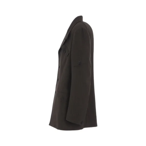 Striped Silk Angora Wool Asymmetric Pocket Jacket