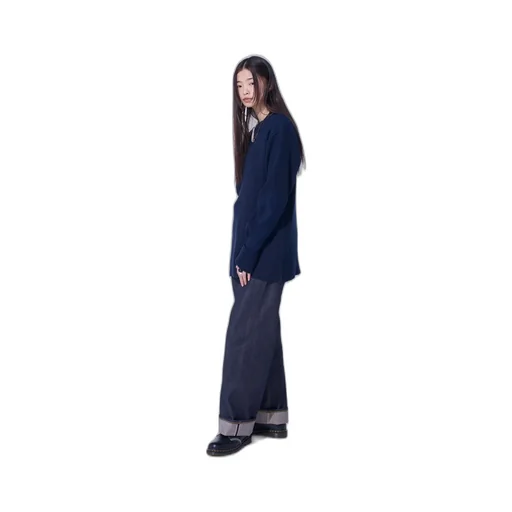 7G Wool Cotton Rib Pullover With Flannel Shoulder And Elbow Patches