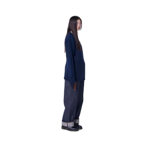 7G Wool Cotton Rib Pullover With Flannel Shoulder And Elbow Patches