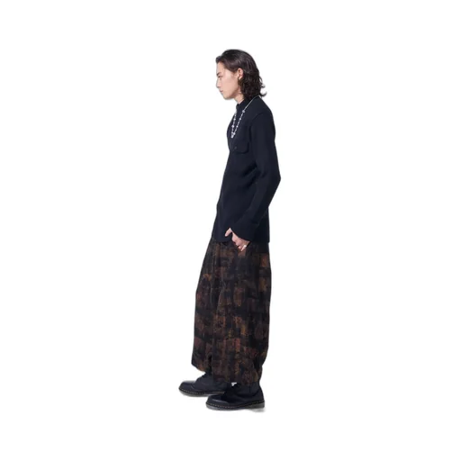 7G Wool Cotton Rib Zip-Up With Flannel Shoulder And Elbow Patches