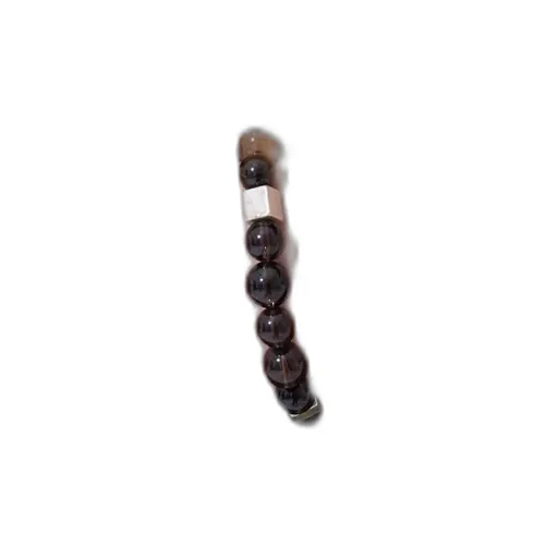 Tiger's Eye+Smoky Quartz Brass Bracelet