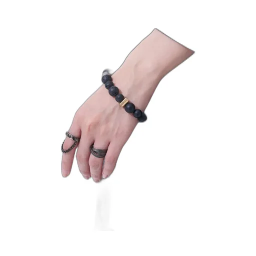 Onyx Bead+Lava Stone Bracelet
