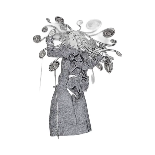 S'yte × Junji Ito -Uzumaki- Kirie Wearing Yohji Yamamoto Drape Coat