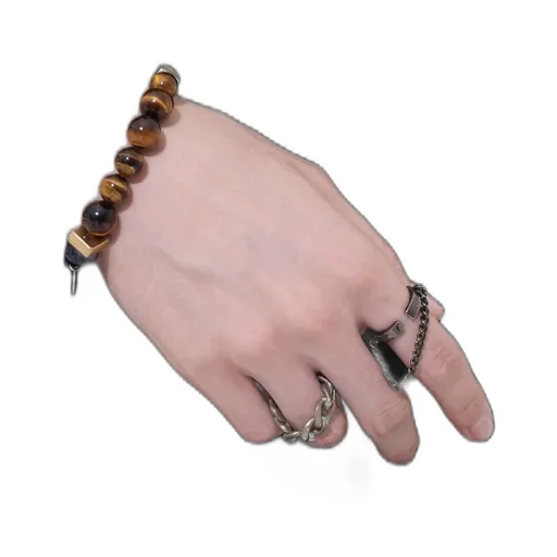Tiger's Eye+Smoky Quartz Brass Bracelet