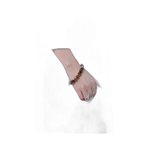 Tiger's Eye+Smoky Quartz Brass Bracelet