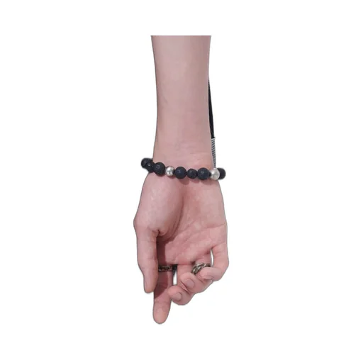 Onyx Bead+Lava Stone Bracelet