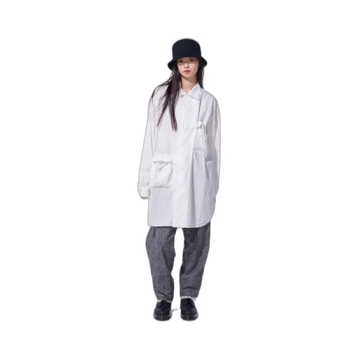 Cotton Linen Drawstring Pocket Shirt