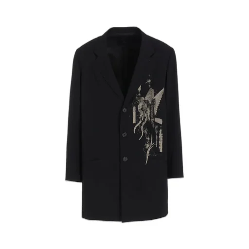 Washer Wool Gabardine Print Embroidery Tailored Jacket