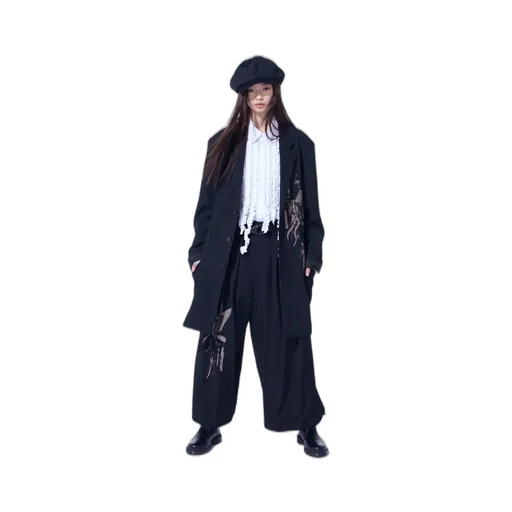 Washer Wool Gabardine Print Embroidery Tailored Jacket