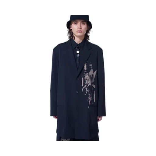 Washer Wool Gabardine Print Embroidery Tailored Jacket