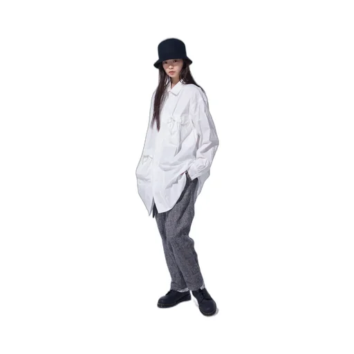 Cotton Linen Drawstring Pocket Shirt