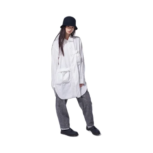 Cotton Linen Drawstring Pocket Shirt