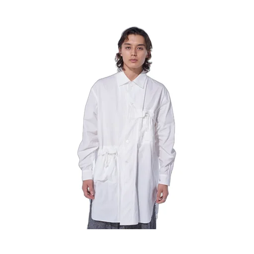 Cotton Linen Drawstring Pocket Shirt