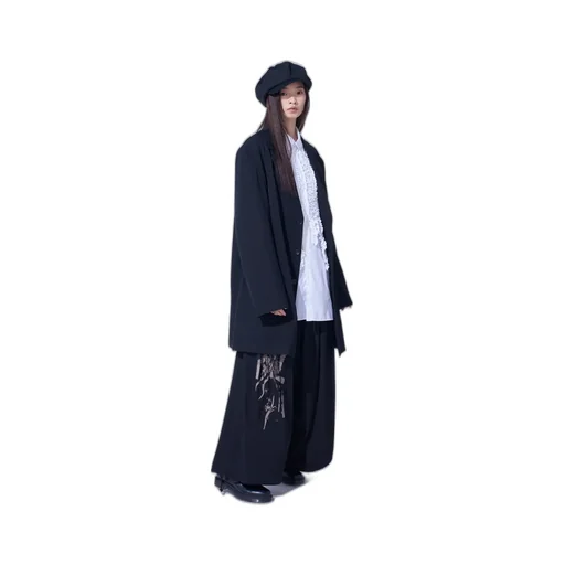 Washer Wool Gabardine Print Embroidery Balloon Pants