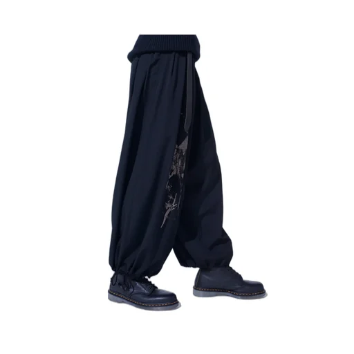 Washer Wool Gabardine Print Embroidery Balloon Pants