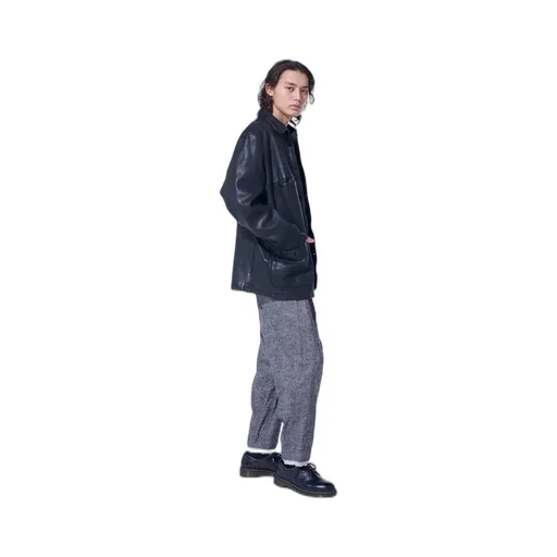 Washed Sheep Leather Coverall With Workwear Details