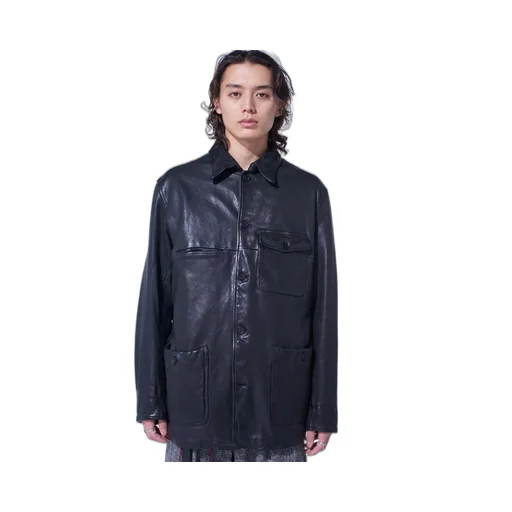 Washed Sheep Leather Coverall With Workwear Details
