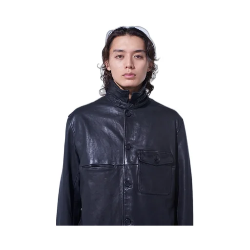 Washed Sheep Leather Coverall With Workwear Details