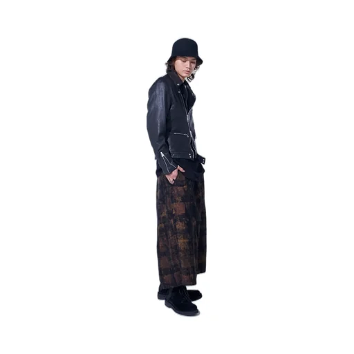 Check Jacquard Wide Sarouel Pants