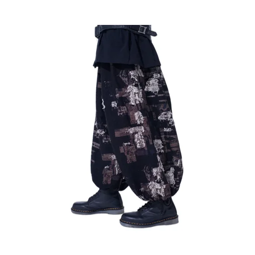 Patchwork Cut Jacquard Balloon Pants