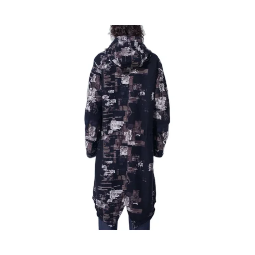 Patchwork Cut Jacquard Hooded Coat