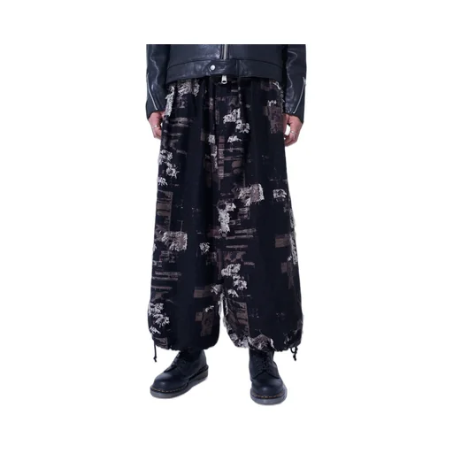 Patchwork Cut Jacquard Balloon Pants
