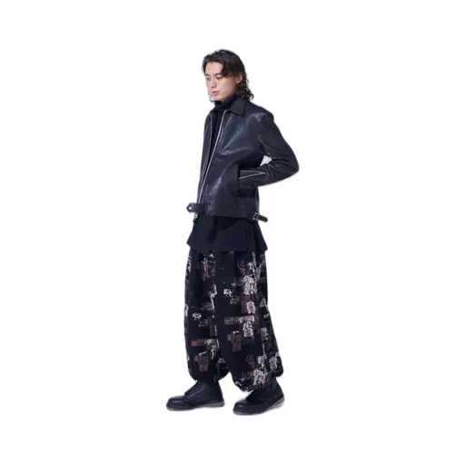 Patchwork Cut Jacquard Balloon Pants