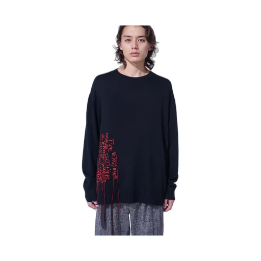 7G Wool-Blend Intarsia Message Pullover