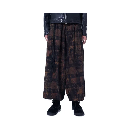 Check Jacquard Wide Sarouel Pants