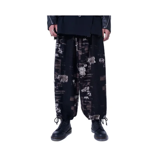 Patchwork Cut Jacquard Balloon Pants
