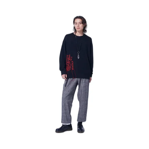 7G Wool-Blend Intarsia Message Pullover