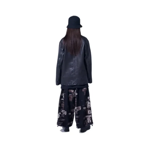 Patchwork Cut Jacquard Balloon Pants